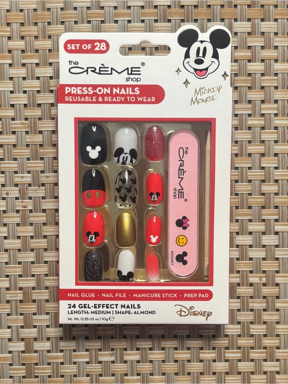 The Crème Shop x Disney Mickey Mouse Red & Gold Press-On Nails - Set of 28